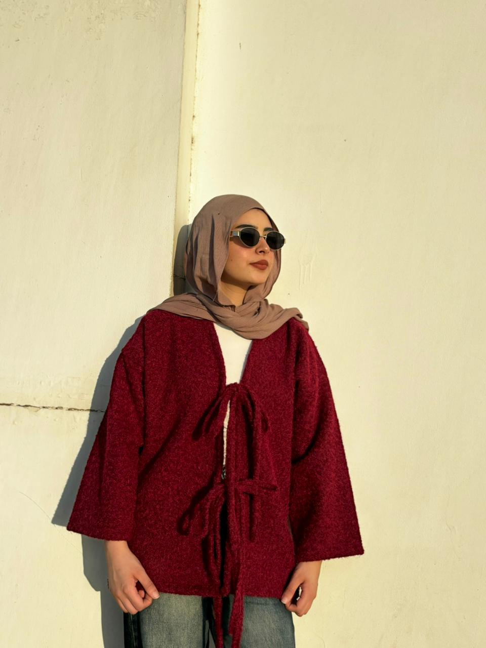 Bella Bow Cardigan - Burgundy