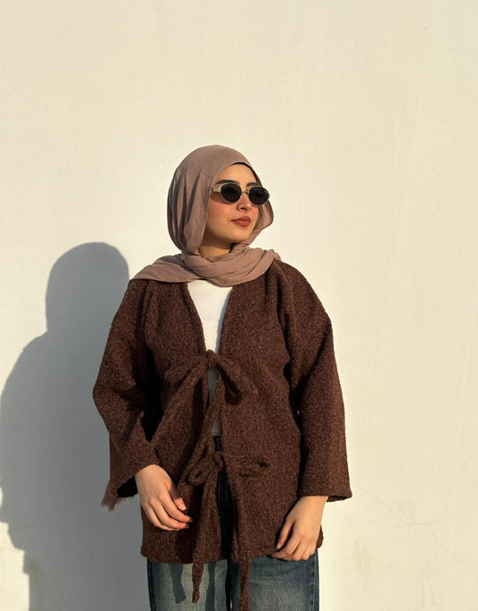 Bella Bow Cardigan - Brown