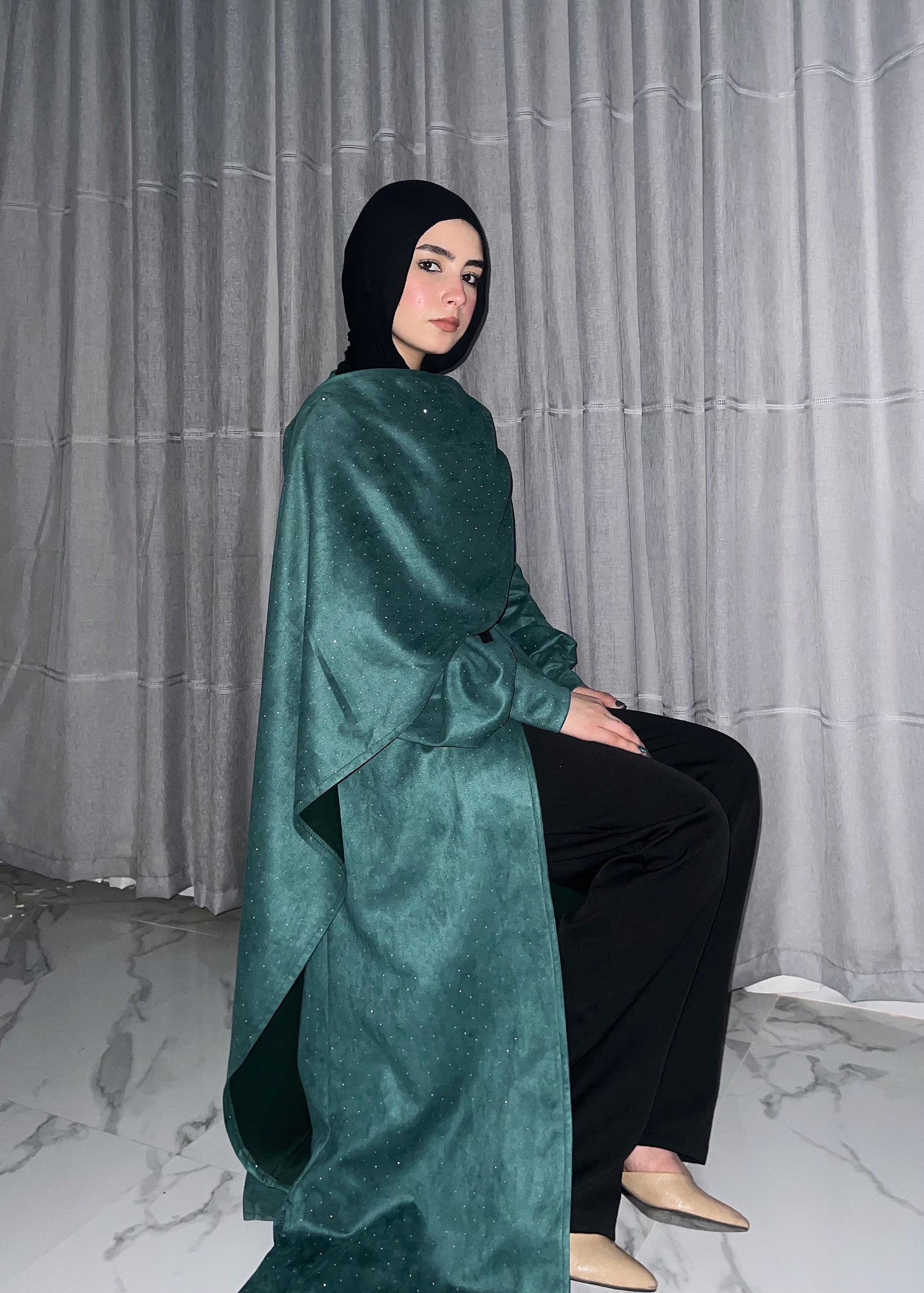 Shimmer Veil Cardigan - Green