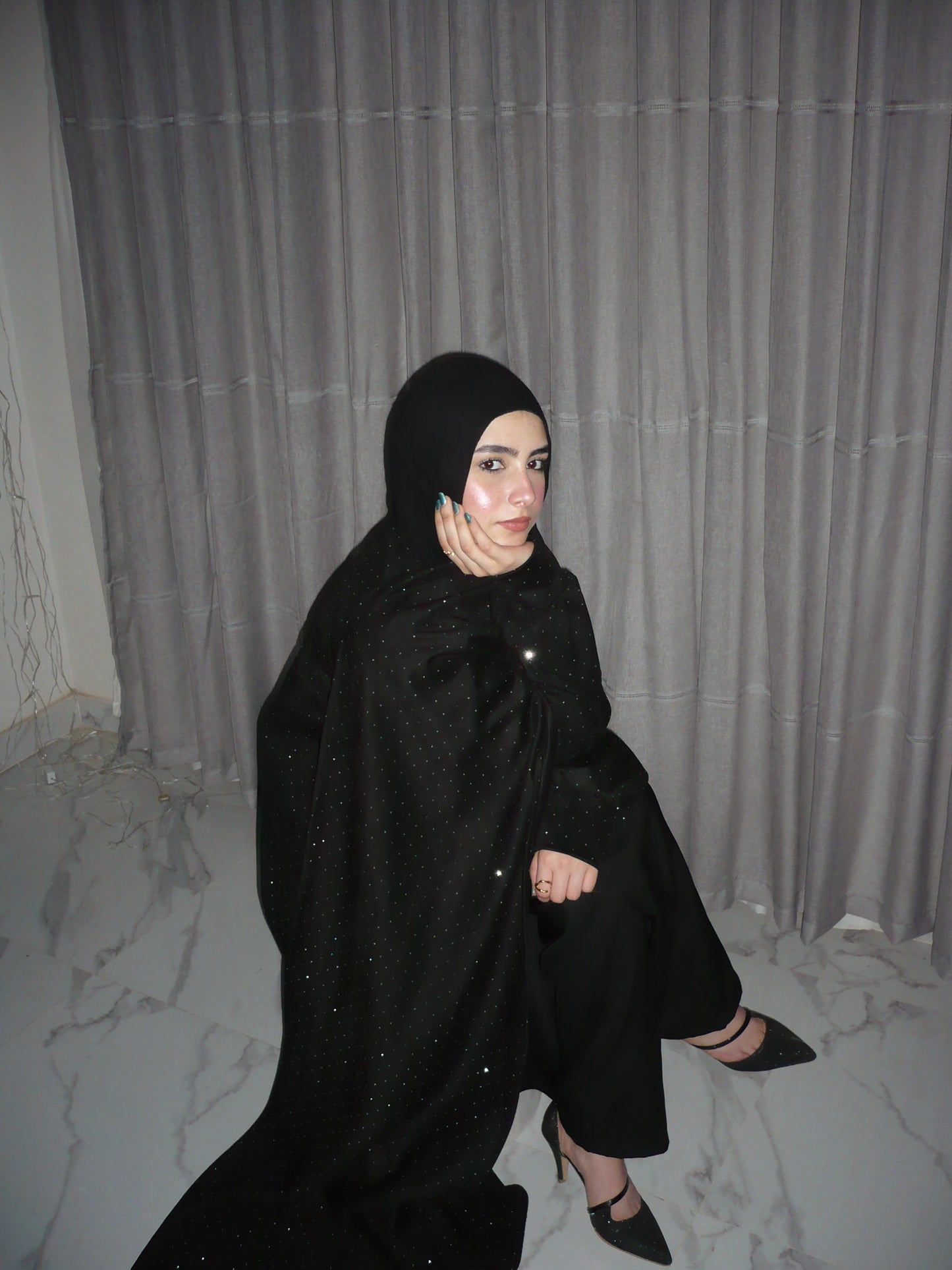 Shimmer Veil Cardigan - Black