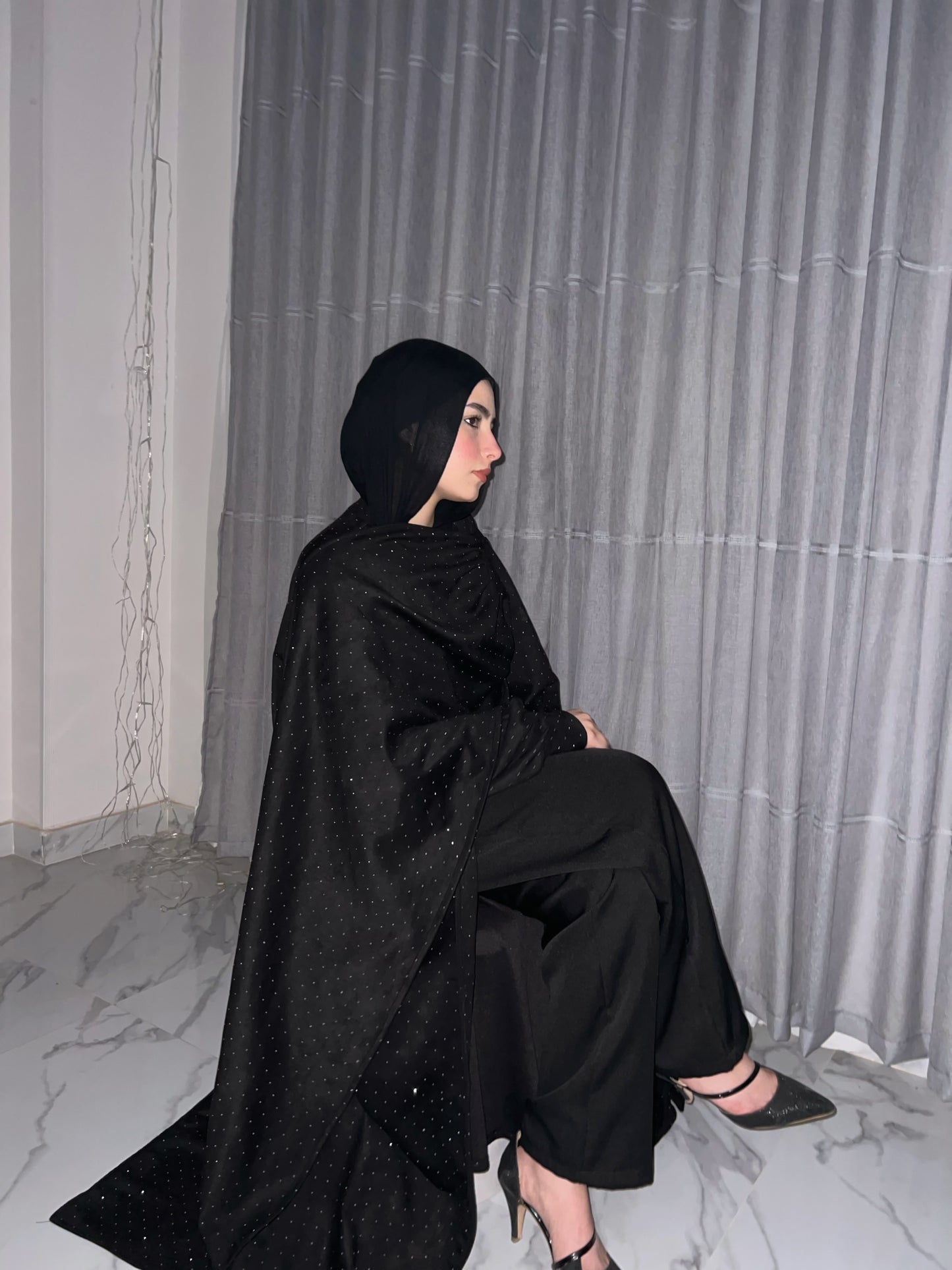 Shimmer Veil Cardigan - Black