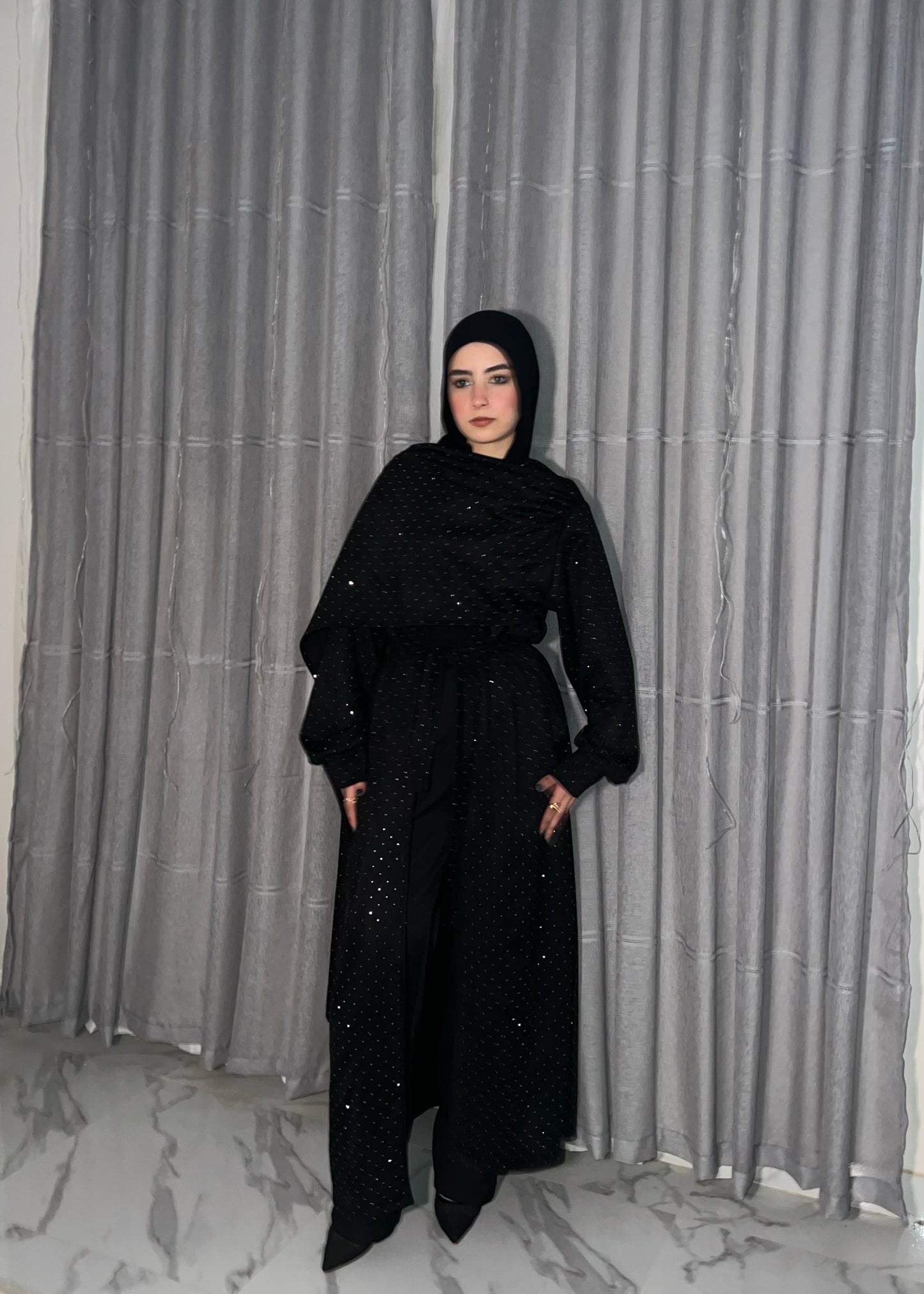 Shimmer Veil Cardigan - Black
