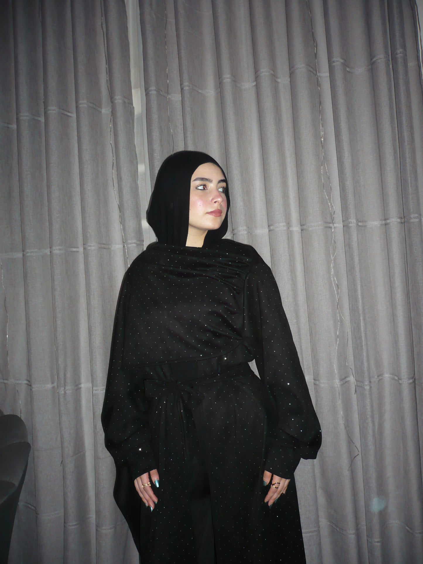 Shimmer Veil Cardigan - Black