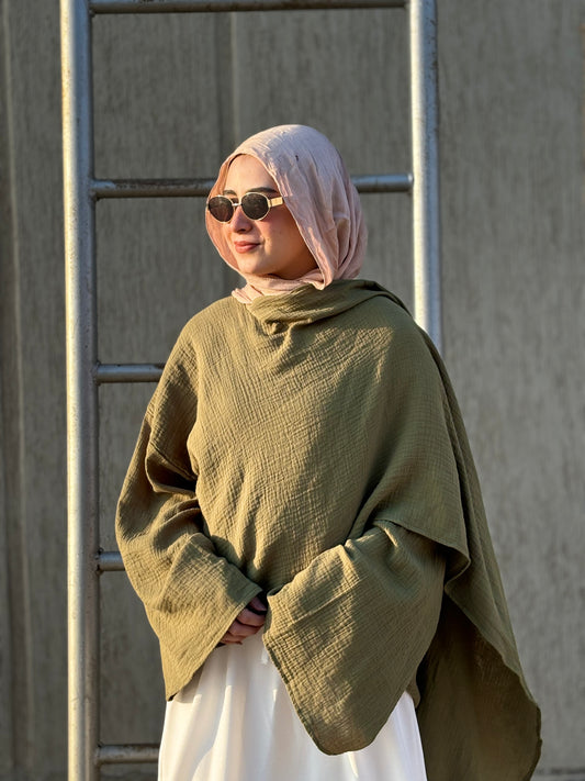 Roya capped blouse - Olive