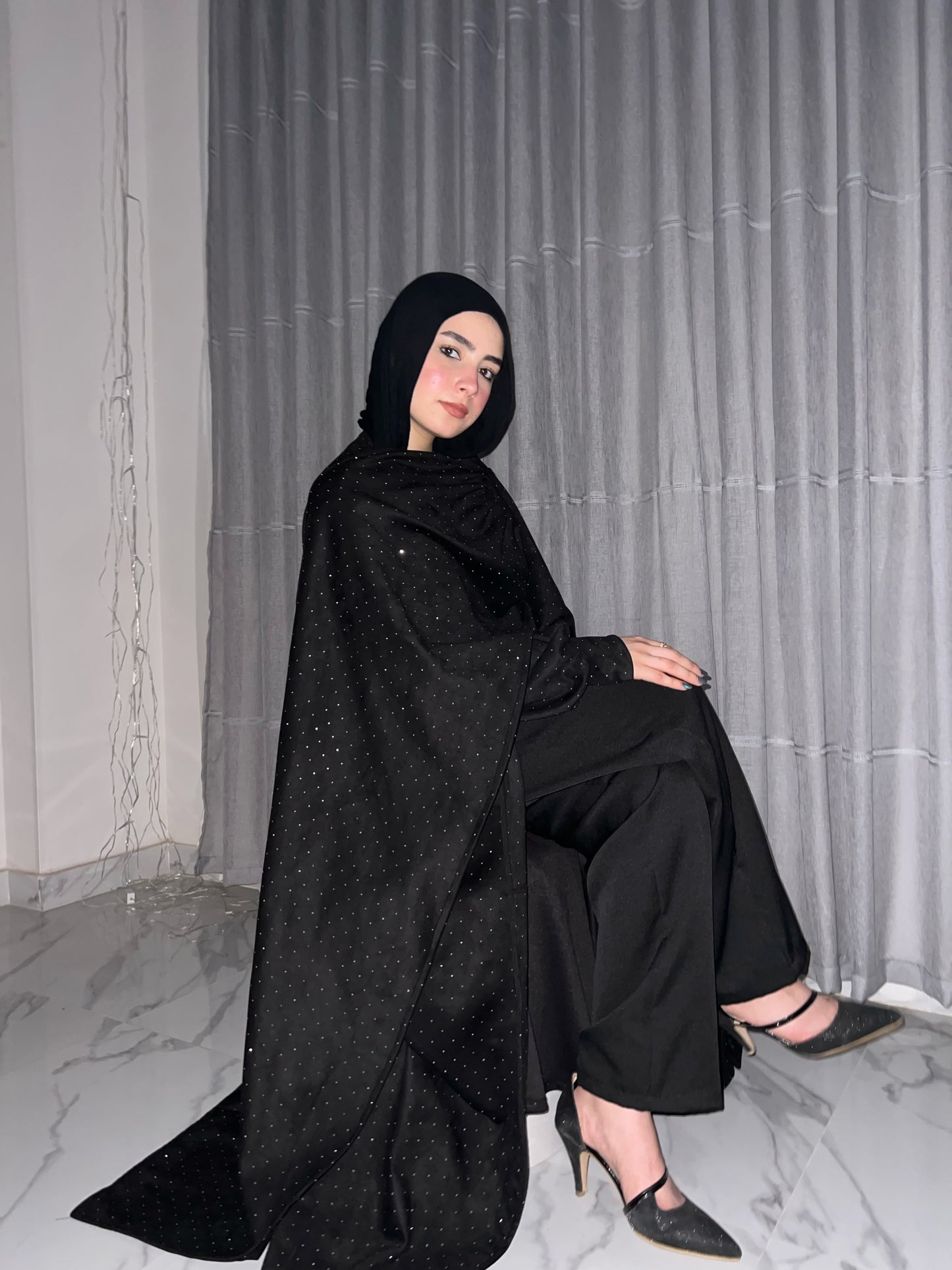 Shimmer Veil Cardigan - Black