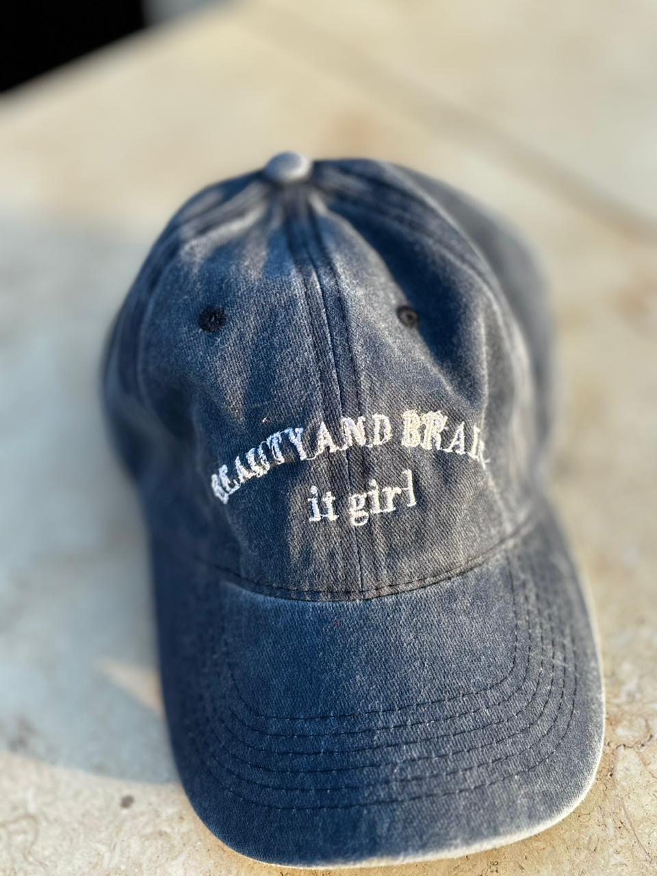 Beauty and brains Cap - Navy Blue