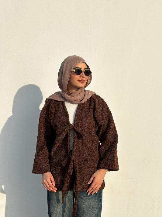 Bella Bow Cardigan - Brown